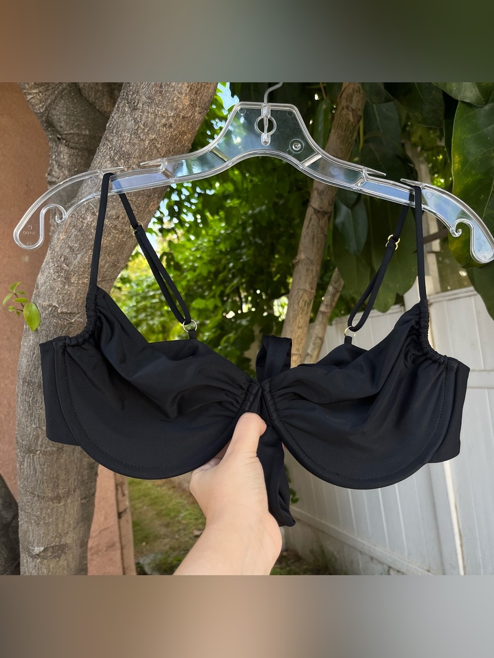 NVUD Black Underwire Tie Front Bikini Top.